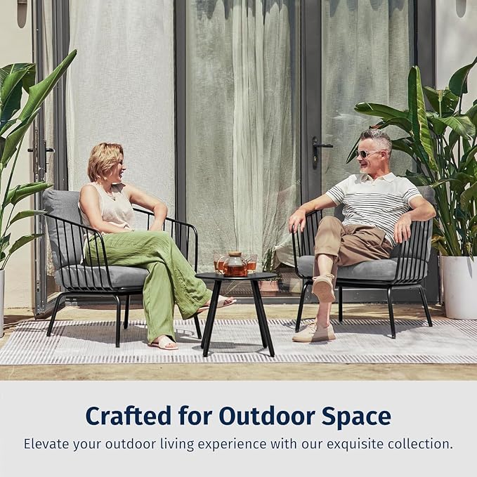 East Oak 3-Piece Plaza Patio Furniture Set, Outdoor Furniture - Image 2