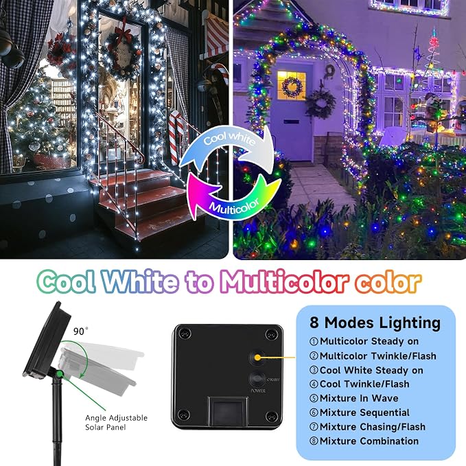 Cool White and Multicolor Color Changing Solar String Lights - Image 6