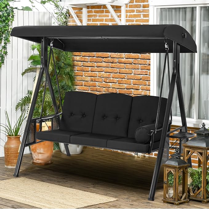 AECOJOY Outdoor Porch Swing, 3-Seat Porch Swing - Image 6