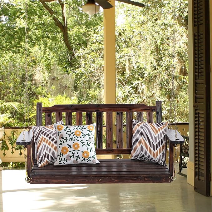 Anraja Wooden Porch Swing 2-Seater, Bench Swing - Image 3