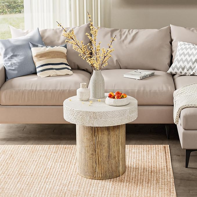COSIEST Outdoor Medium Side Table, Patio Coffee Table, 19.7 inches Round MgO - Image 5