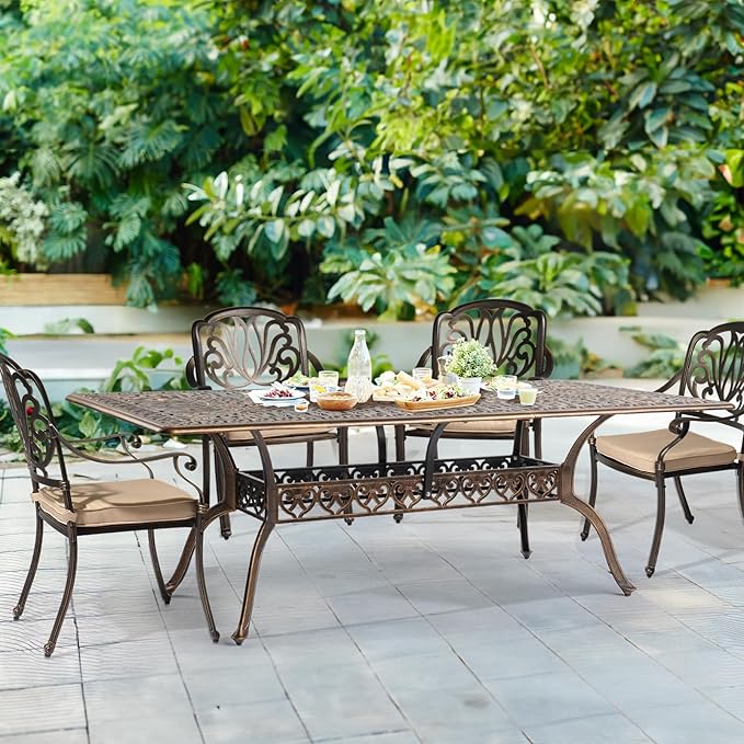 VINGLI 8-Person Outdoor Dining Table, Metal Dining Table - Image 2
