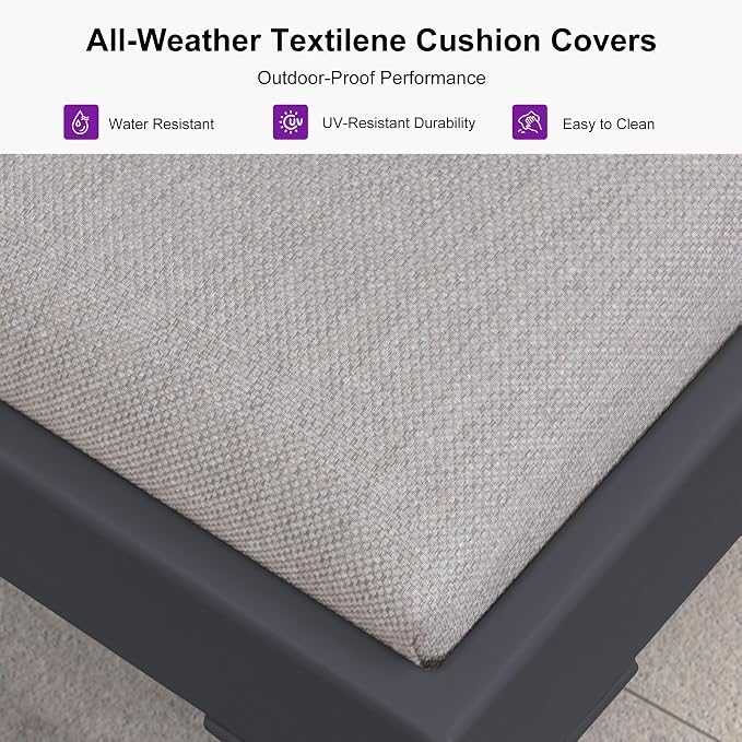 PURPLE LEAF Outdoor Chaise Lounge Set of 4 Aluminum Adjustable Patio Lounger - Image 5