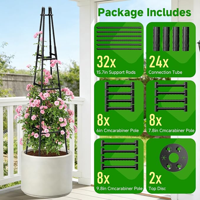 2 Pack Garden Obelisk Trellis for Climbing Plants Outdoor Indoor Pots, Plant - Image 6