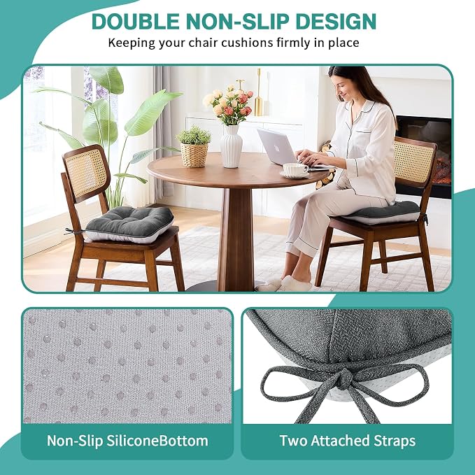 BETU Chair Cushions for Dining Chairs Set of 2, 3.5" Thick Kitchen Table Chair - Image 2