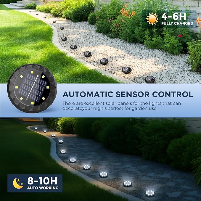 SOLPEX Mini Solar Ground Lights, 12 Pack Solar Lights Outdoor Waterproof - Image 4