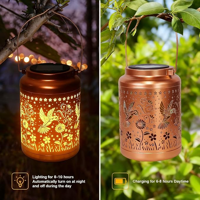 Gifts for Women Mom, 2 Pack Solar Lanterns Outdoor Garden Solar Lights - Image 2