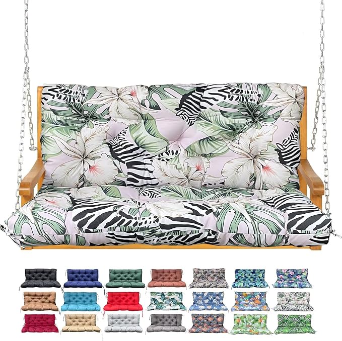 Porch Swing Cushion with Backrest, Waterproof Bench Cushion by NANGELRN