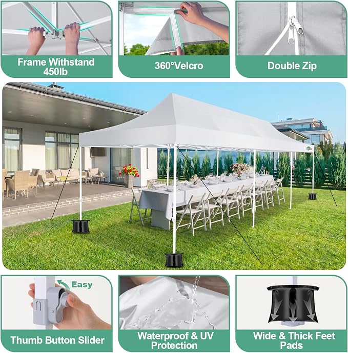 COBIZI 10x30 Canopy Tent, Heavy Duty Pop up Canopy - Image 2
