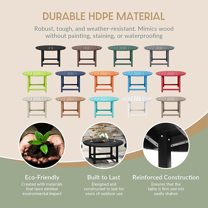 WestinTrends Malibu Low Outdoor HDPE Round Patio Coffee Table - Image 6