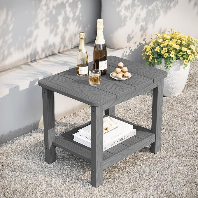 Stoog All-Weather Patio Side Table, 2-Tier Rectangular Outdoor Side Table - Image 2