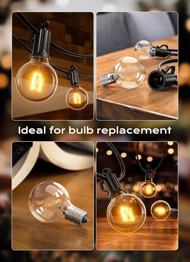 Brightown G40 Clear Light Bulbs Outdoor Light Bulbs Globe E12 Candelabra Screw - Image 5