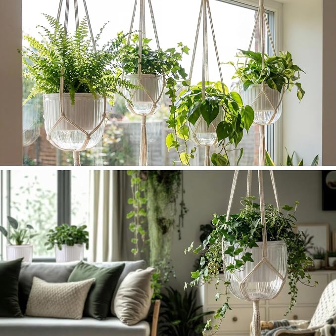 6 Pack Self Watering Hanging Planters Indoor Flower Pots Visible Water Level - Image 7