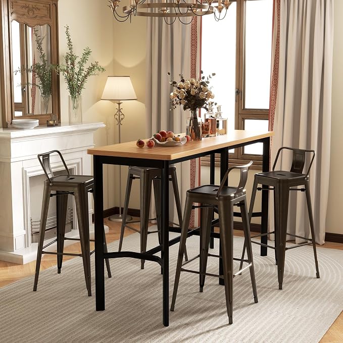 Giantex Metal Bar Stools Set of 4, Rubber Feet, Industrial Stackable Barstools - Image 9