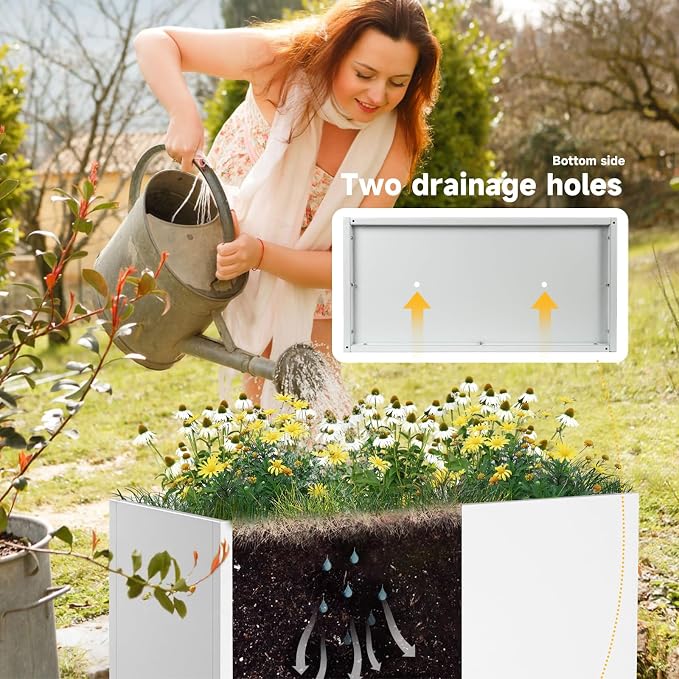 Galvanized Steel Garden Planter 36” x 12” x 16” White Metal Planter Box Modern - Image 9