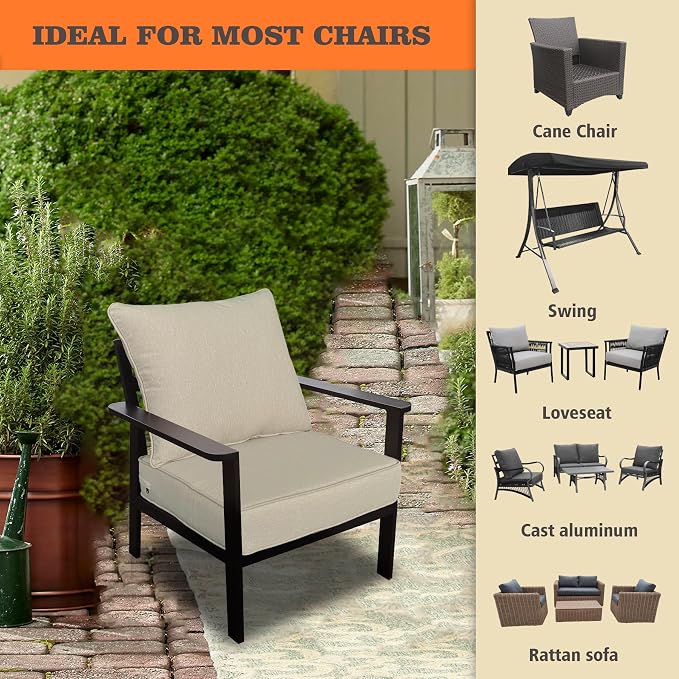 Goodgoods 22x24 inch Outdoor/Indoor Deep Seat Patio Cushions Set of 2 Resilient - Image 4