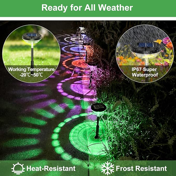 Nupostai Bright Solar Pathway Lights 2 Pack, Color Changing + Warm White LED - Image 5
