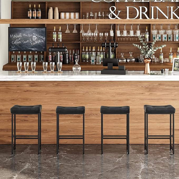 HOOBRO Bar Stools, 25.4" Saddle Stools - Image 6