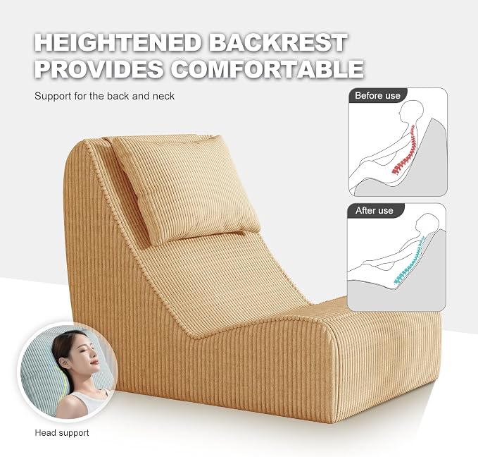 Giant Bean Bag Chair for Adults, Corduroy Chaise Lounge - Image 3