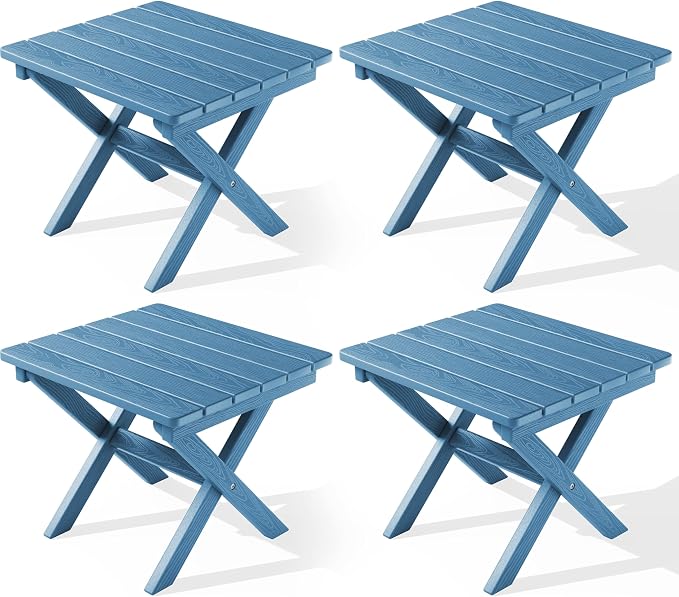 SERWALL Folding Outdoor Side Table Set of 4, Small Adirondack Side Table by SERWALL