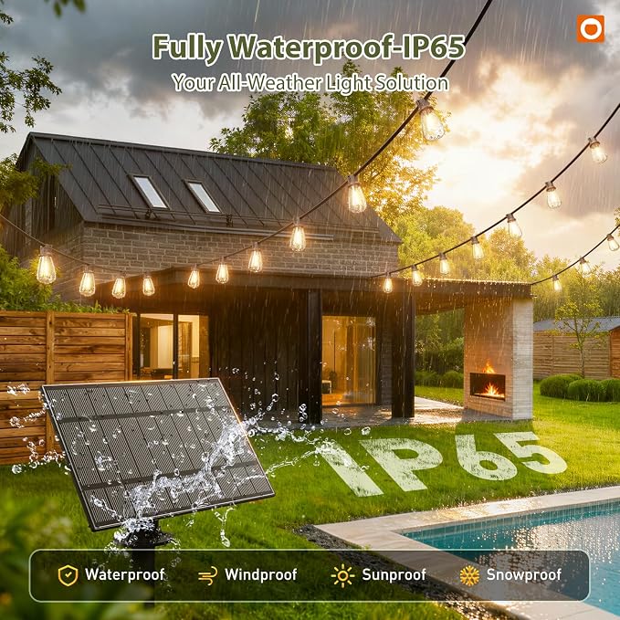addlon 102 FT Solar String Lights Waterproof, Patio Light Solar Powered - Image 6