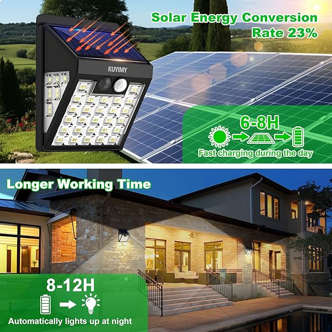 Solar Lights Outdoor, 72 LED Motion Sensor Wall Light, IP65 Waterproof and 3 - Image 3