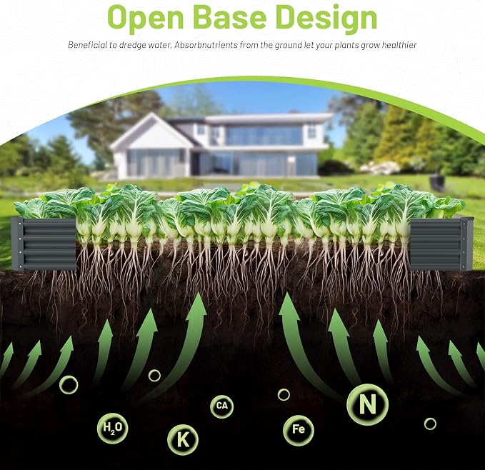 2PCS 6x3x1FT Galvanized Raised Garden Bed, Galvanized Planter Raised Garden - Image 2