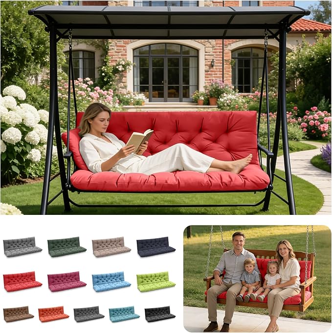Outdoor Swing Cushions, Porch 3 Seats Swing Cushion Replacement Pad by LCYY.TG