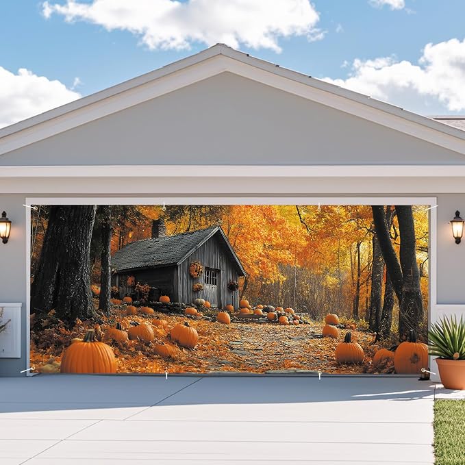 ANNA QUEEN Autumn Pumpkin Garage Door Banner 6 x 13FT, Fall Harvest, Outdoor - Image 7