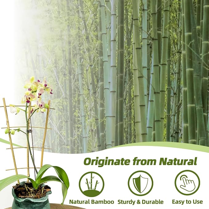 Bamboo Trellis for Climbing Plants 20 Pack, 16 Inch Garden Ladder Trellis for - Image 3