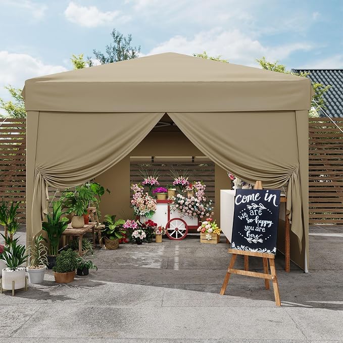 10x10 Pop Up Canopy Tent with 4 SideWalls, Easy Up Canopy with 3 Adjustable - Image 7