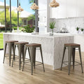 Andeworld Bar Stools Set of 4 Stackable Metal Bar Stools Industrial Counter by Andeworld