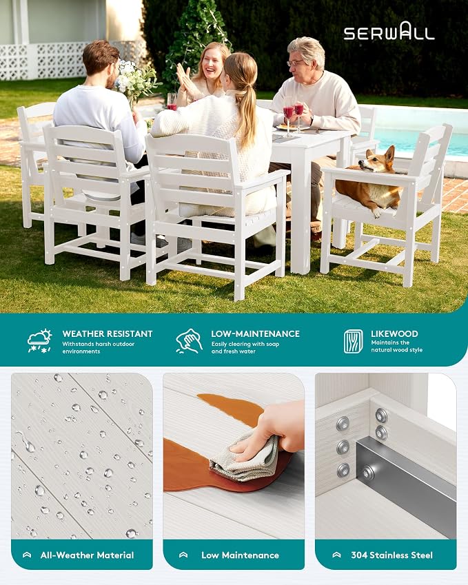 SERWALL Patio Dining Sets for 8, Outdoor Dining Sets for 8 Person - Image 5