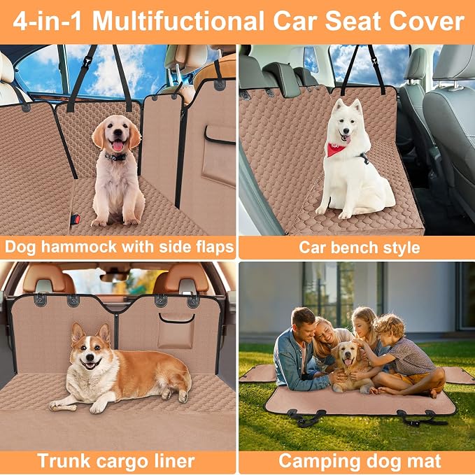 Mancro Back Seat Pet Cover for Dogs, 2025 Upgraded 600D Heavy Duty Waterproof & - Image 4