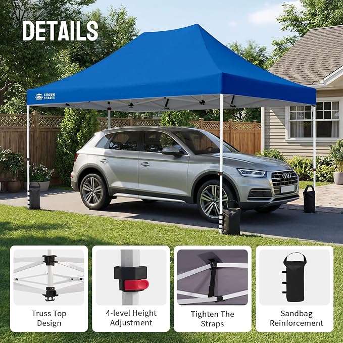 CROWN SHADES 10x15 Pop Up Canopy Tent, Thicken Frame Commercial Heavy Duty Tent - Image 2