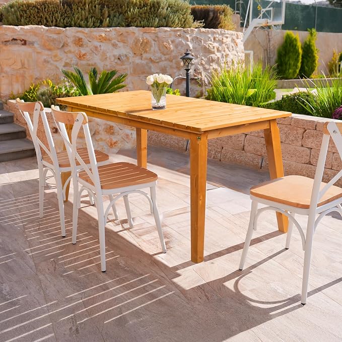 VINGLI Rectangular Outdoor Dining Table, Solid Cedar Wood Patio Table - Image 6