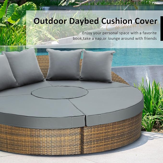 Patelai 66" Outdoor Daybed Cushion Cover Round Replacement - Image 6