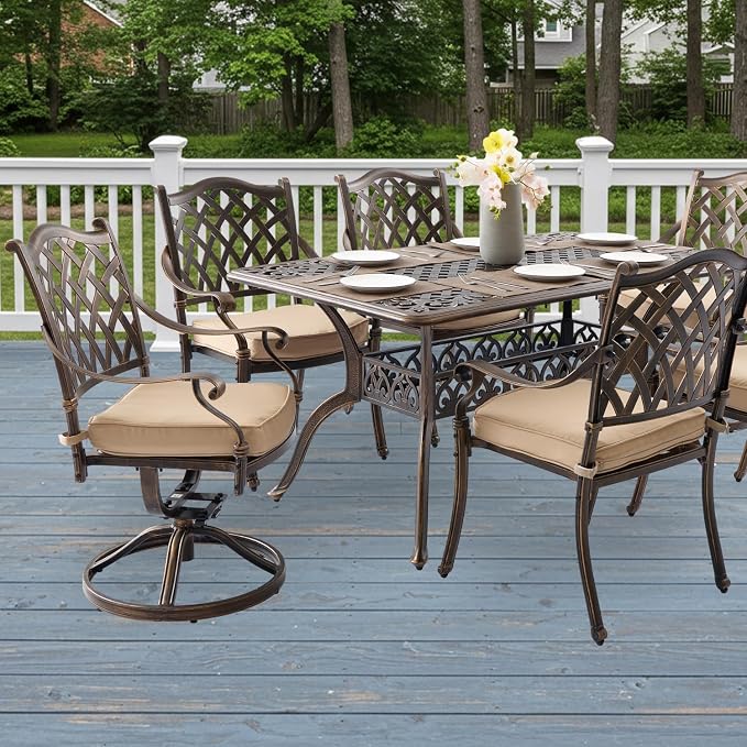 7-Piece Cast Aluminum Patio Furniture, Patio Dining Set - Image 2