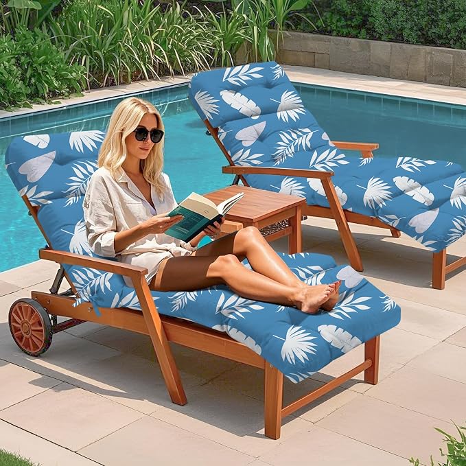 4 Pack Outdoor Chaise Lounge Chair Cushion 75.1 x 22.8 x 4.7 Inches 100% - Image 2