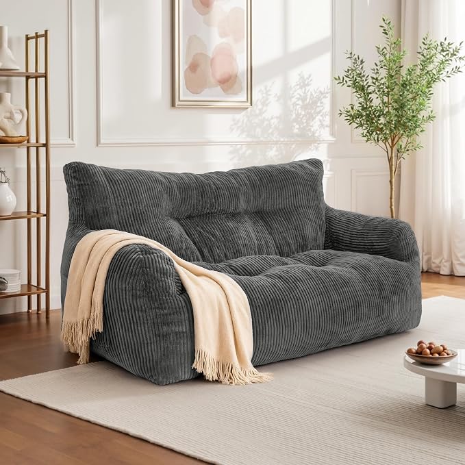 Pamapic 59" Bean Bag Chair, 2 Seat Loveseat Sofa, Ultra Soft Dutch Velvet - Image 6