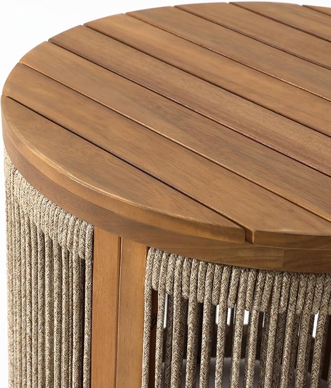 LuxenHome Outdoor Coffee Table, Garden Accent Round End Tables - Image 3
