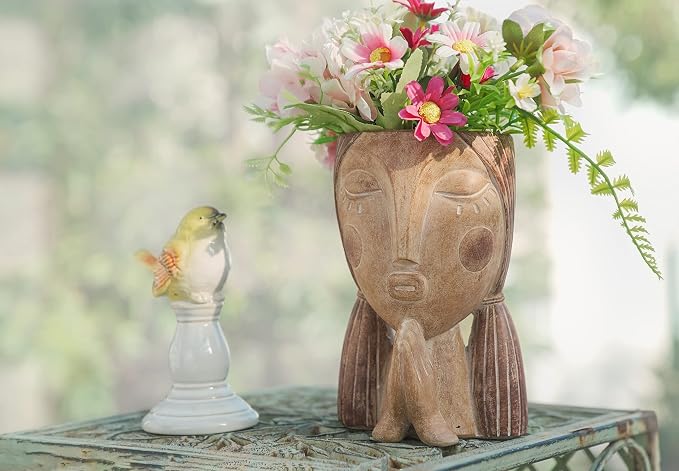 Face Planter Pots with Drainage Hole, Resin Head Planters - Image 8