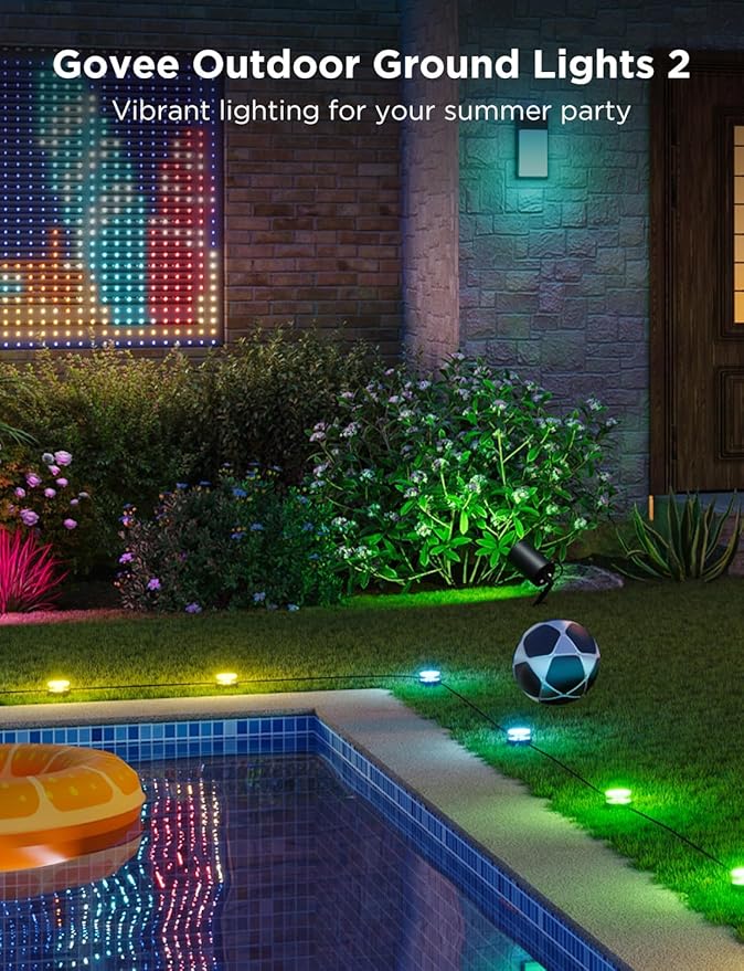 Govee Outdoor Ground Lights 2, 50ft Patio Decorations, 15 Pack RGBIC Pathway - Image 2