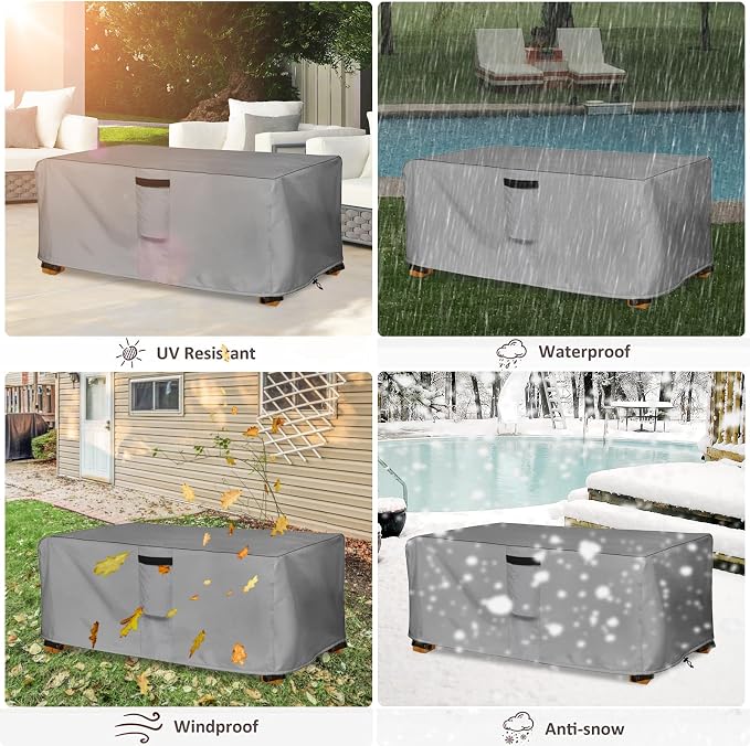 Outdoor Coffee Table Cover, Waterproof Rectangular Patio Small Side Table Cover - Image 5