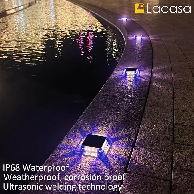 Lacasa Outdoor Solar Light, 4 Pack 30LM IP68 Waterproof Solar Garden Light Auto - Image 3