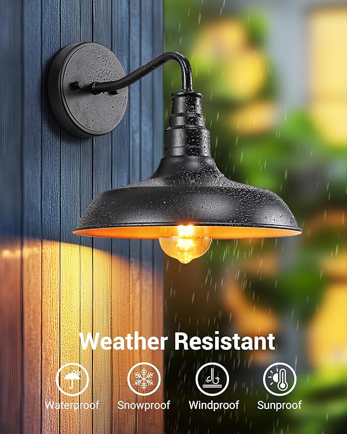 DEWENWILS 2 Pack Outdoor Wall Light, Gooseneck Barn Light Fixture, Farmhouse - Image 2