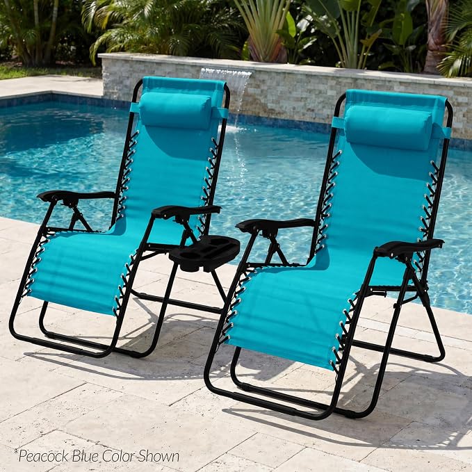 Best Choice Products Set of 2 Extra Wide Adjustable Steel Mesh Zero Gravity - Image 2