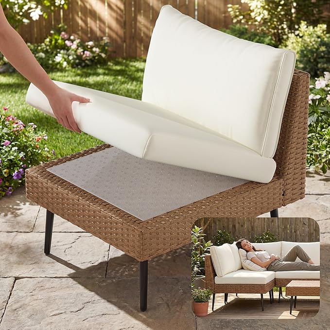 ENSTVER 8-Piece Dual-Strand Wicker Outdoor Sectional, Premium Outdoor Sofa - Image 5