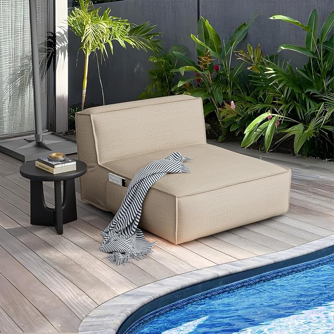 Outdoor 2 Person Bean Bag, Patio Chaise Lounge Chair Love Bed, Water-Resistant - Image 7