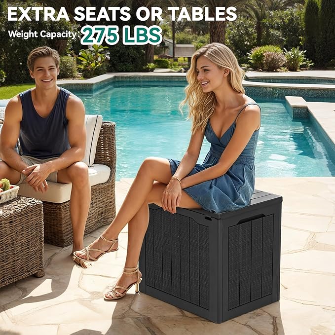 YITAHOME 30 Gallon Resin Deck Box, Weather Resistant Outdoor Rattan Storage Box - Image 3